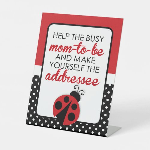 Ladybug Address the Envelope Baby Shower Pedestal Sign