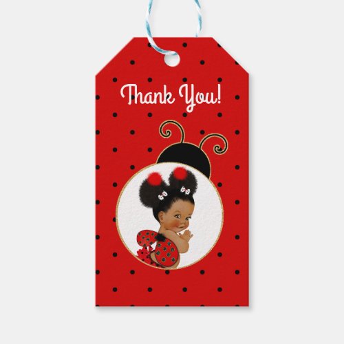 Ladybug African American Baby Girl Red  Black Gift Tags