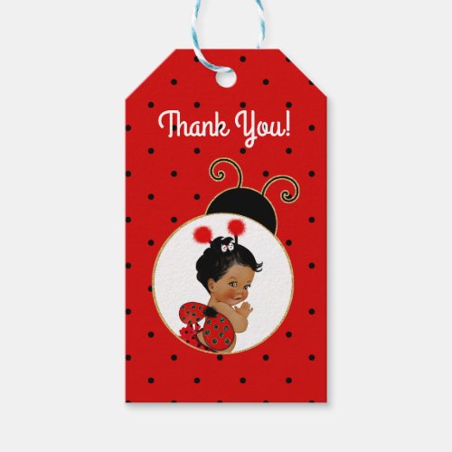 Ladybug African American Baby Girl Red  Black Gift Tags