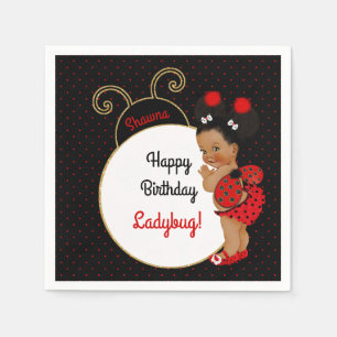 Ladybug African American Baby Girl Red & Black Napkins