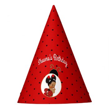 Ladybug African American Baby Girl Red & Black Party Hat by nawnibelles at Zazzle