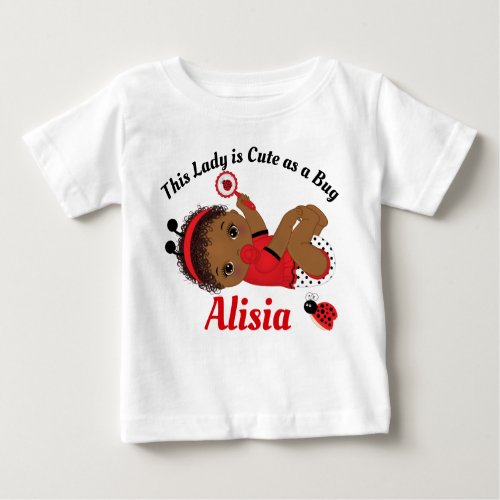 Ladybug African American Girl Baby T_Shirt