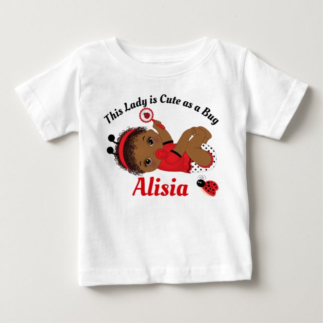 Ladybug African American Girl Baby T-Shirt (Front)