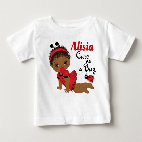 Ladybug African American Girl Baby T_Shirt