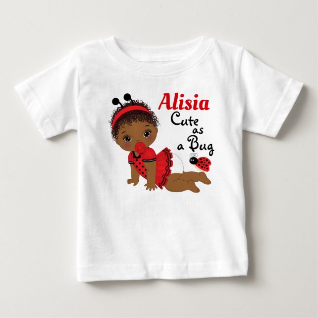 Ladybug African American Girl Baby T-Shirt (Front)
