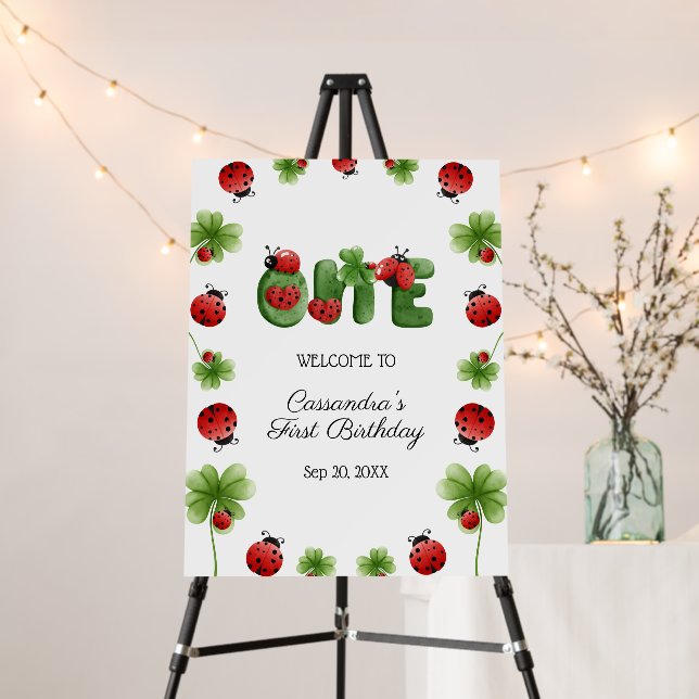 Ladybug Alphabet Letter Kids 1st Birthday Welcome Foam Board (In Situ (Stand))