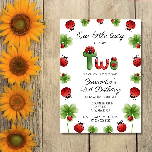 Ladybug Alphabet Letter Kids 2nd Birthday  Invitation