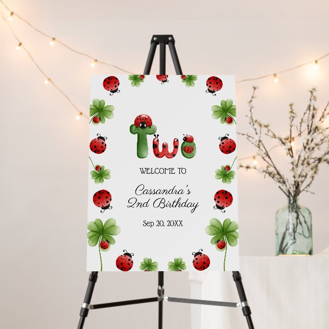 Ladybug Alphabet Letter Kids 2nd Birthday Welcome Foam Board (In Situ (Stand))