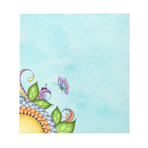 Ladybug and Butterfly Doodle Flower Notepad