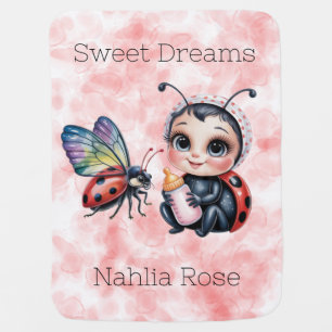 Ladybug and Butterfly Girl Baby Shower Blanket