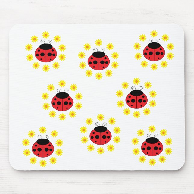 Ladybug and Daisies Mousepad (Front)