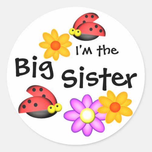 Ladybug and Flowers Classic Round Sticker