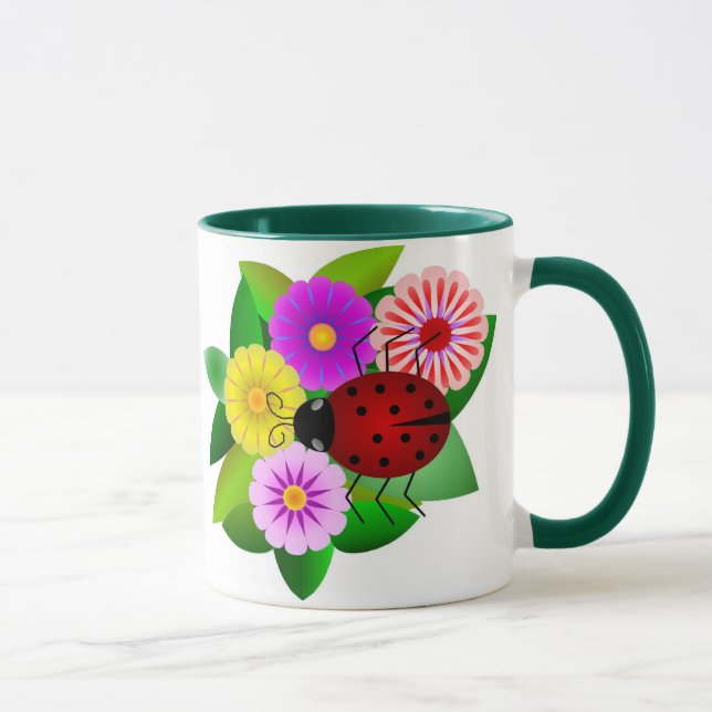 Ladybug and Flowers Mug (Right)
