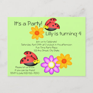 Ladybug and Flowers Postcard