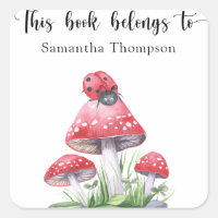 Ladybug and mushrooms - this book belongs to