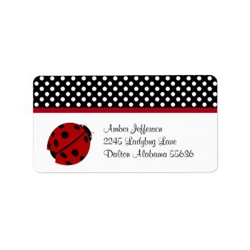 Ladybug And Polka-dot Address Labels by PartyTimeInvites at Zazzle