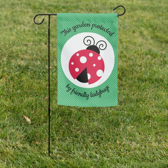 Ladybug and Polka Dots Design Garden Flag (In SItu)