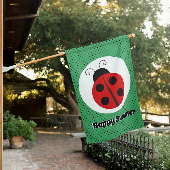 Ladybug and Polka Dots Design House Flag