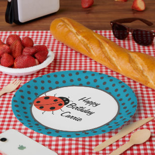 Ladybug and Polka Dots Personalized Paper Plates