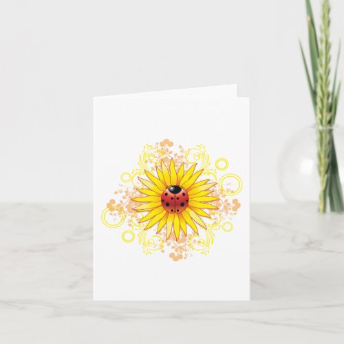 Ladybug and Sunflower Blank Note Card