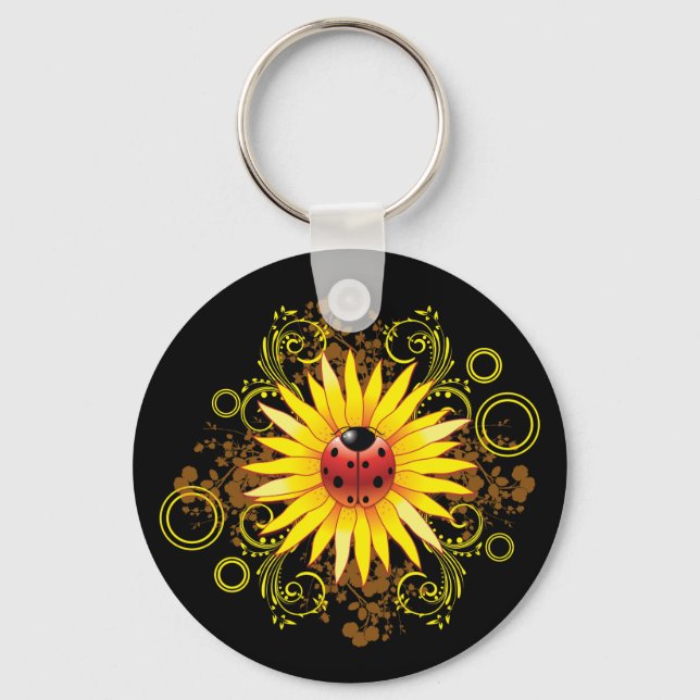 Ladybug and Sunflower Keychain (Front)