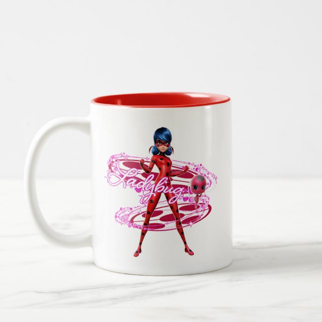 Ladybug and Tikki Graphic Two-Tone Coffee Mug (Left)
