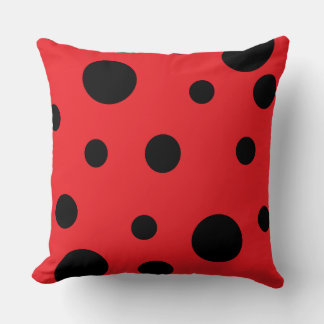 Ladybug animal print red and black dot pattern throw pillow