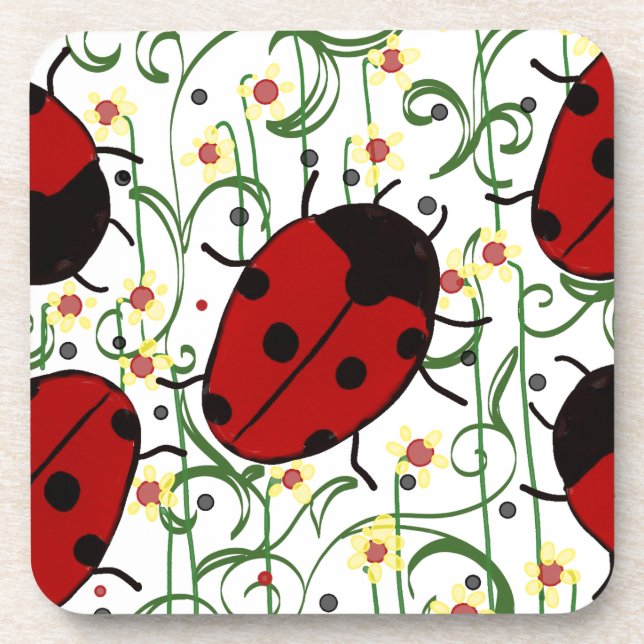 Ladybug Art Beverage Coaster (Front)