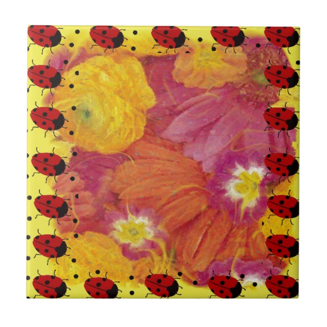 Ladybug Art Ceramic Tile (Front)