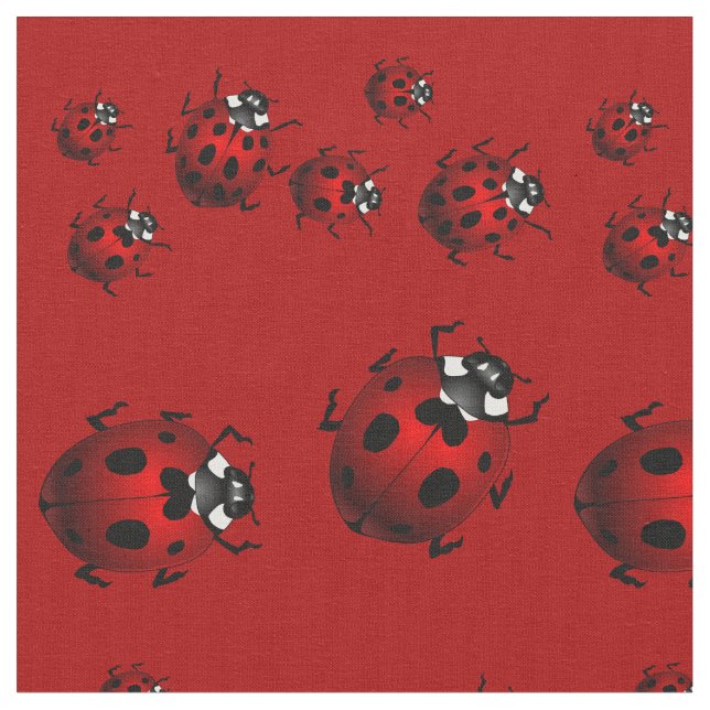 Ladybug Art Fabric Ladybird Fabric Cotton or Poly (Close Up)