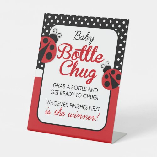 Ladybug Baby Bottle Chug Shower Game Pedestal Sign