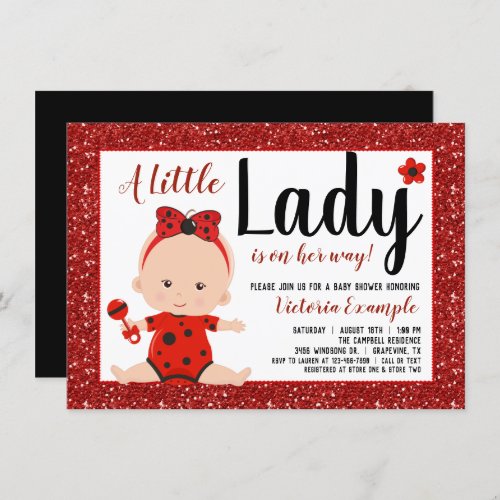 Ladybug Baby Girl Baby Shower Invitation