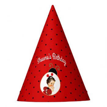 Ladybug Baby Girl Red & Black Dot Party Hat by nawnibelles at Zazzle