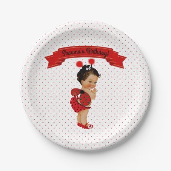 Ladybug Baby Girl White With Red Dots Paper Plates by nawnibelles at Zazzle