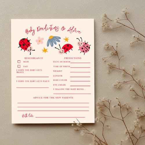 Ladybug Baby Shower Baby Predictions  Advice Card