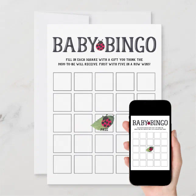 Ladybug Baby Shower Bingo Card | Zazzle