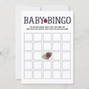 Ladybug Baby Shower Bingo Card | Zazzle