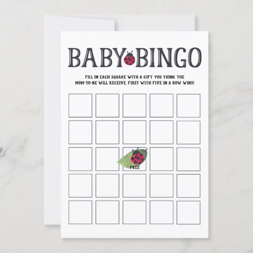 Ladybug Baby Shower Bingo Card