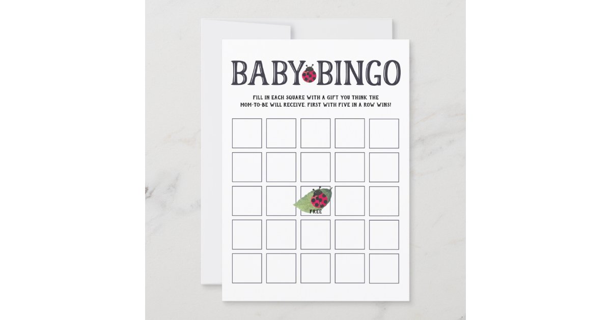 Ladybug Baby Shower Bingo Card | Zazzle