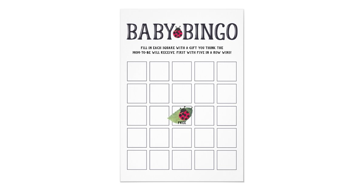 Ladybug Baby Shower Bingo Card | Zazzle.com