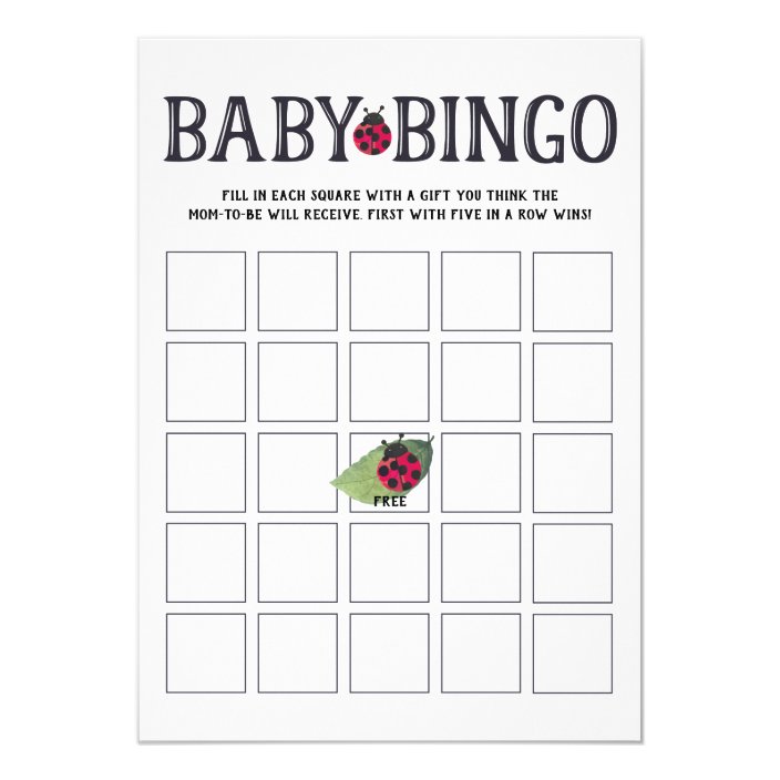 Ladybug Baby Shower Bingo Card | Zazzle.com