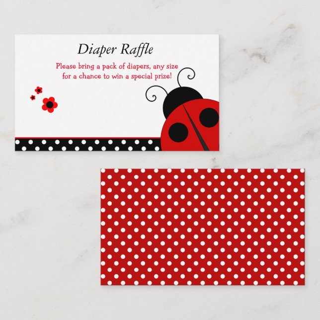 Ladybug Baby Shower Diaper Raffle Enclosure Card (Front/Back)