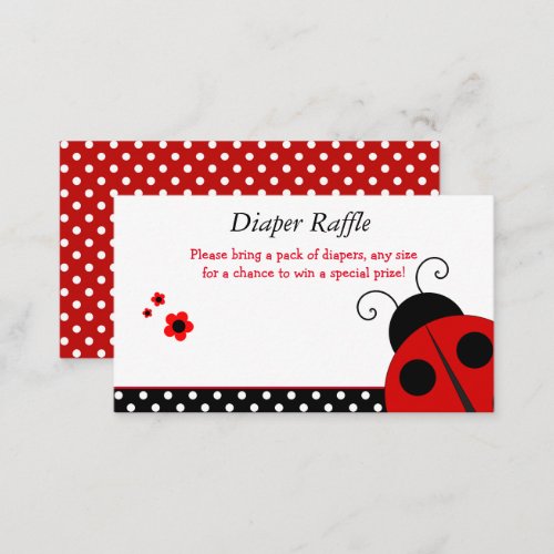 Ladybug Baby Shower Diaper Raffle Enclosure Card