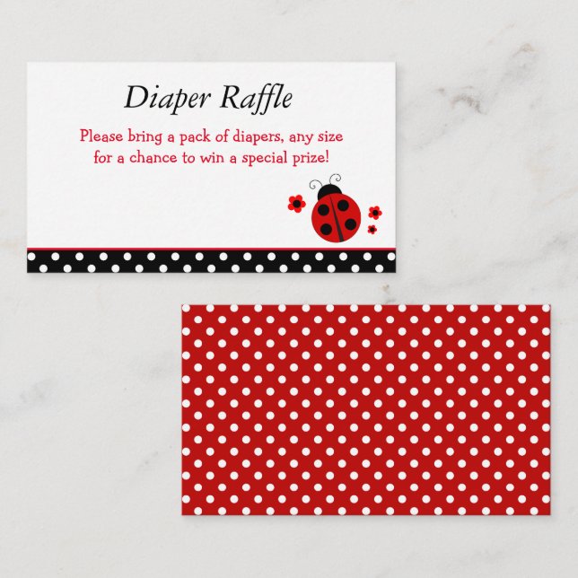 Ladybug Baby Shower Diaper Raffle Enclosure Card (Front/Back)