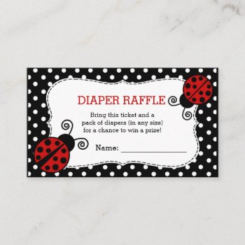 Ladybug Baby Shower Diaper Raffle Ticket Enclosure Card by prettypicture at Zazzle