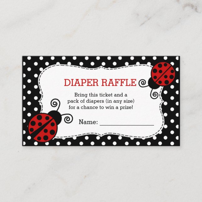 Ladybug Baby Shower Diaper Raffle Ticket Enclosure Card (Front)