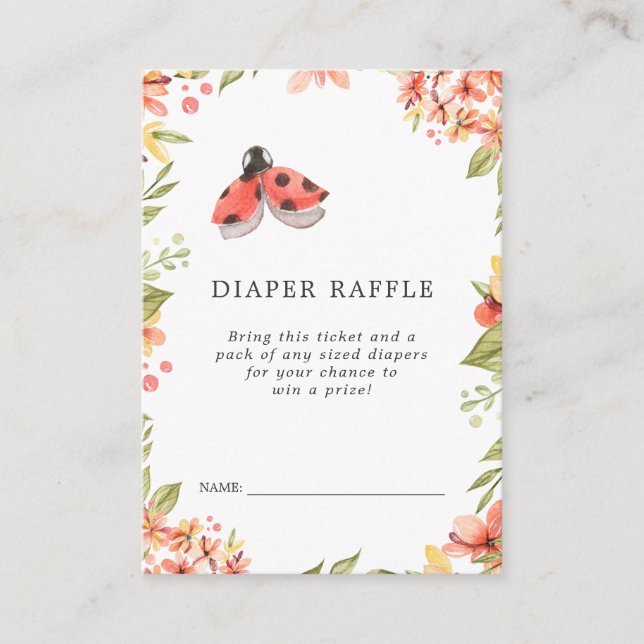 Ladybug Baby Shower Diaper Raffle Ticket Enclosure Card (Front)