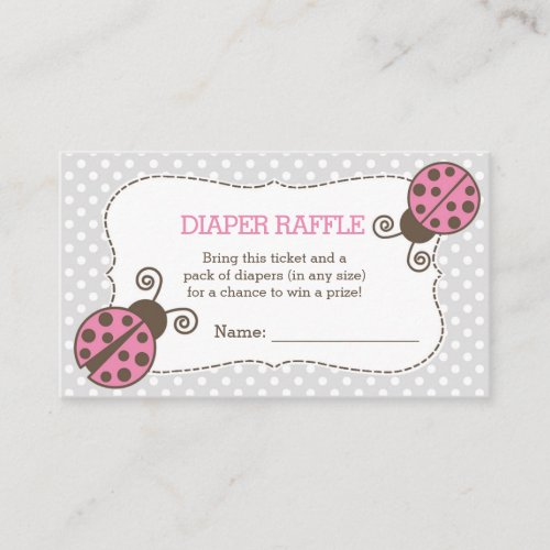 Ladybug Baby Shower Diaper Raffle Ticket Pink Grey Enclosure Card