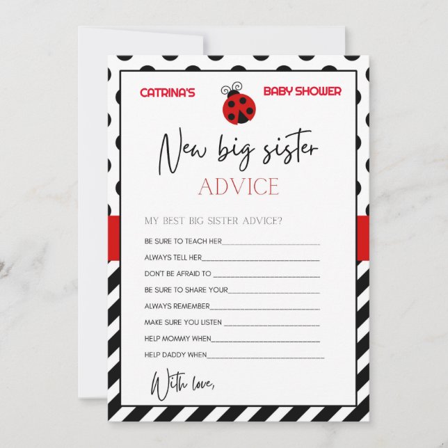 Ladybug Baby Shower - Editable Name, 5x7 Invitation (Front)