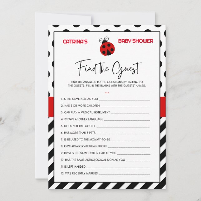 Ladybug Baby Shower - Editable Name, 5x7 Invitation (Front)